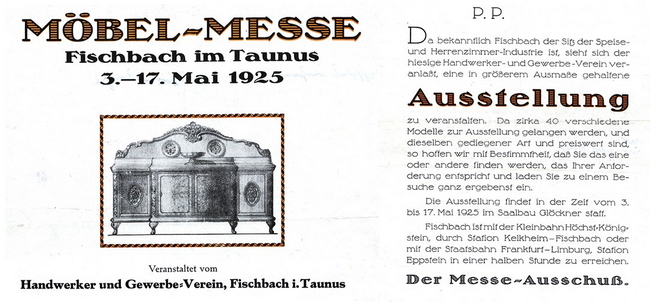 1. Ausstellungsmesse in Fischbach 1925