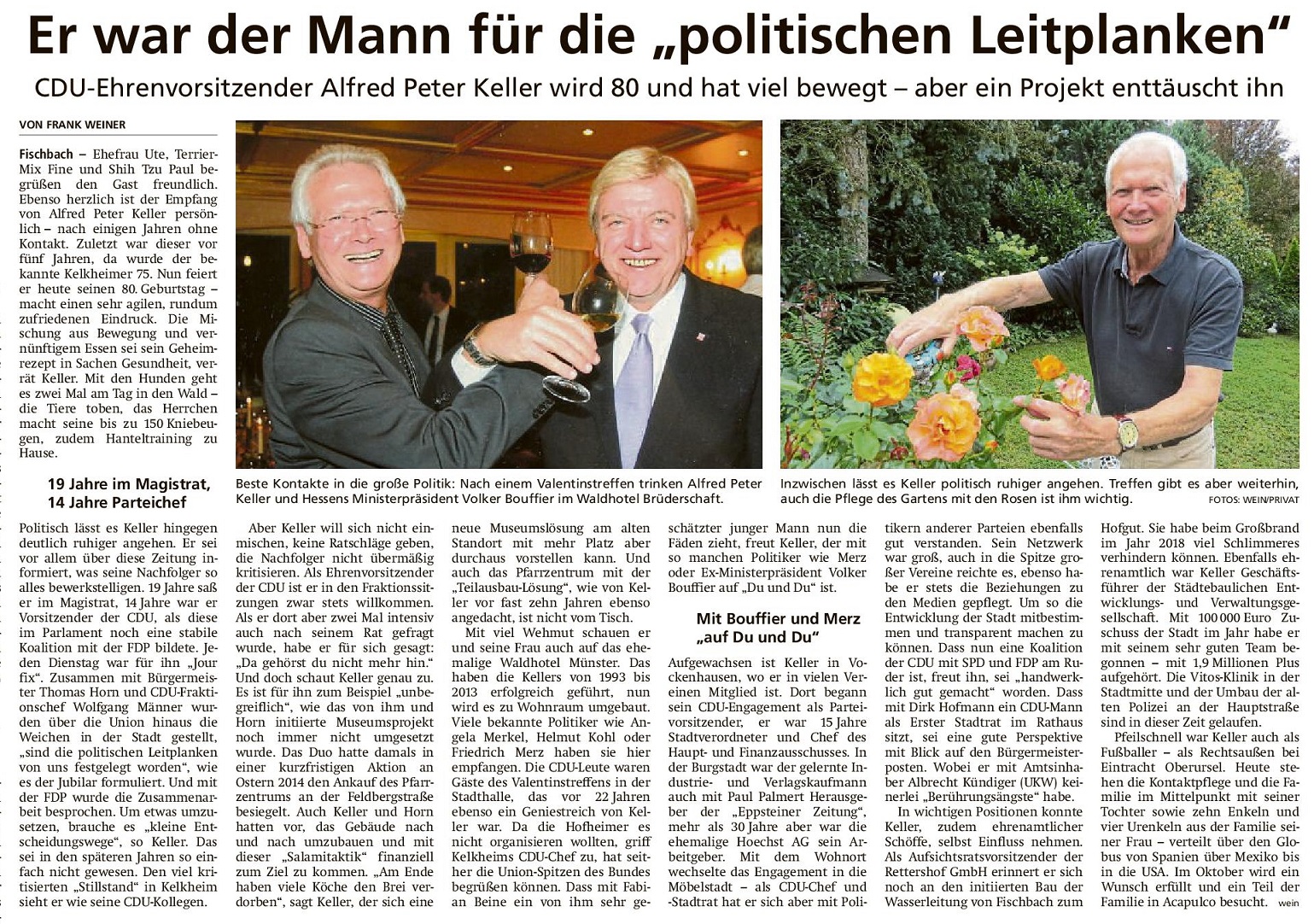 2023.08.01 HK CDU Ehrenvorsitzender Alfred Peter Keller wird 80 und ärgert sich dass das Museumsprojekt noch nicht umgesetzt wurde