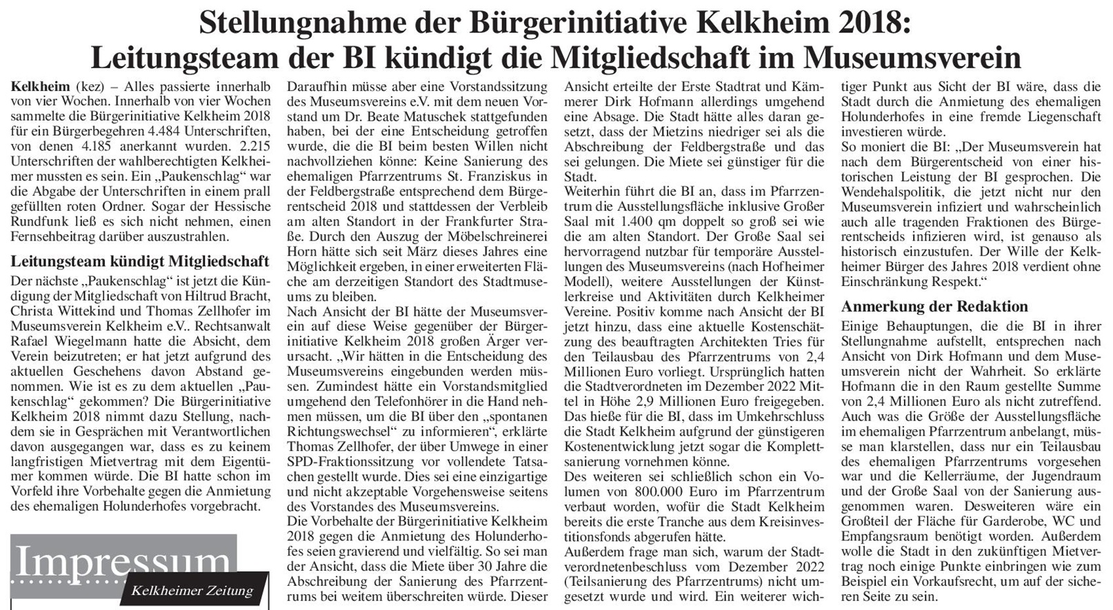 2024.06.28 KeZ Stellungnahme der Bürgerinitiative zum Verbleib des Museums am bisherigen Standort